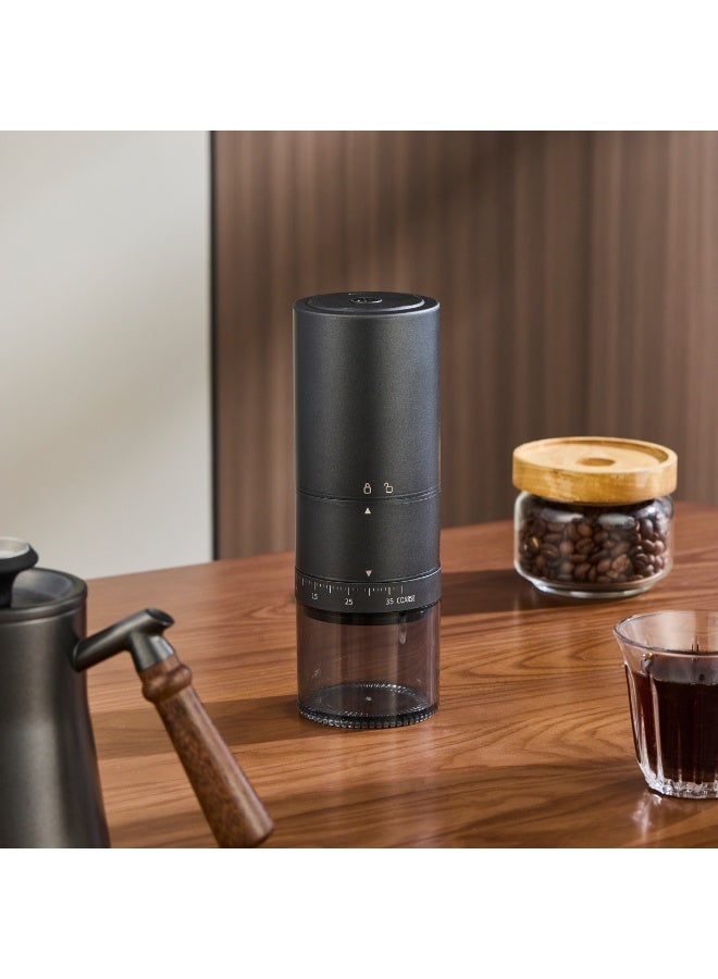 Premium USB-Rechargeable Black Coffee Grinder - Stainless Steel Core, External Adjustment, Durable Luxury Home & Travel Coffee Tool
