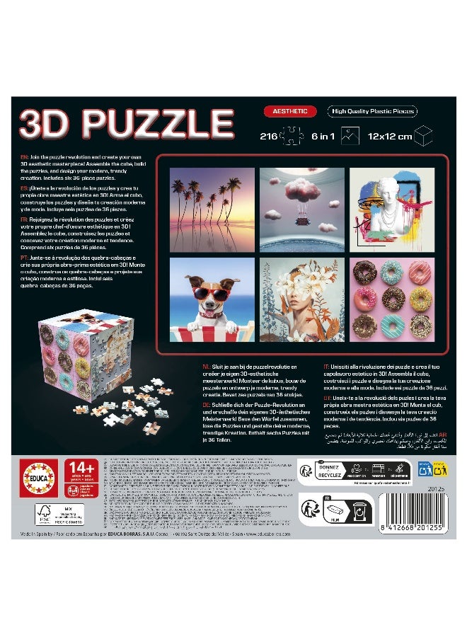 EDUCA 3D Puzzle Dice Animals | The Puzzle Challenge in the Shape of a Cube with a Total of 216 Pieces. Structure: Mountable Base with 6 Puzzles of 36 Pieces. Above 6 Years (20125) - Image 3