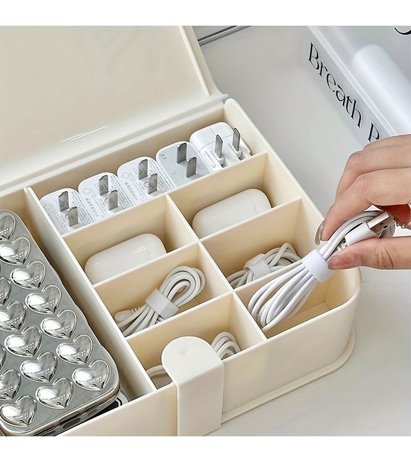 Transparent Cable Management Box Desktop Organizer For Chargers Cords Home Office - Image 4
