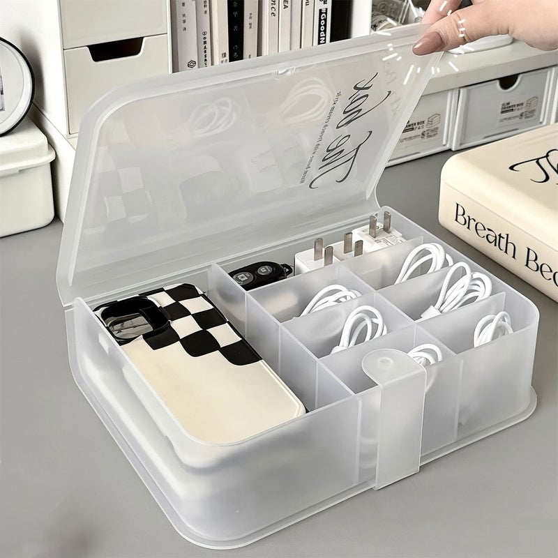 Transparent Cable Management Box Desktop Organizer For Chargers Cords Home Office - Image 2