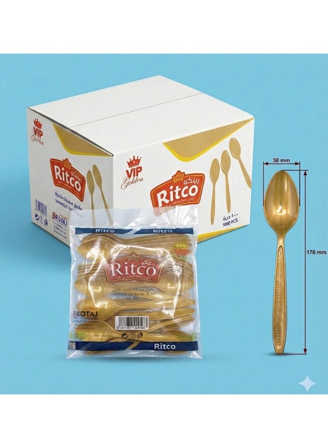 Ritco Carton Of VIP Thick Gold Plastic Spoons (1000 Spoons/Carton) - Image 3