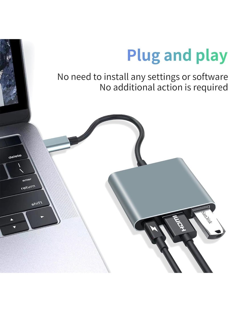 سالاب محول USB-C إلى HDMI بدقة 4K، محول متعدد المنافذ 3 في 1 من HDMI إلى USB-C، محول USB من النوع C إلى HDMI بدقة 4K، USB 3.0، شحن سريع بقدرة 100 واط، متوافق مع MacBook Pro وAir وiPad وChromebook XPS وAcer وHP وDell وSurface وSamsung - Image 4