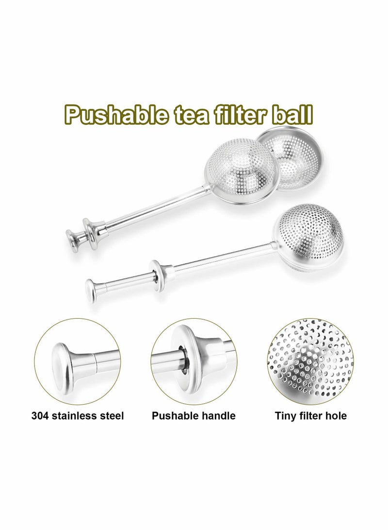 SYOSI Tea Ball Infusers, Long-Handle Tea Strainer Stainless Steel for Loose Leaf Tea Spices and Seasonings in Office or Travelling, With a Saucer - Image 3