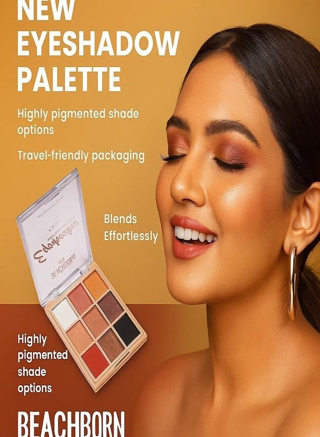 BEACHBORN Stylish 9-Color Eyeshadow Palette, Shimmering and Matte Shades, Professional Makeup Kit with Rose Gold Case - Image 5