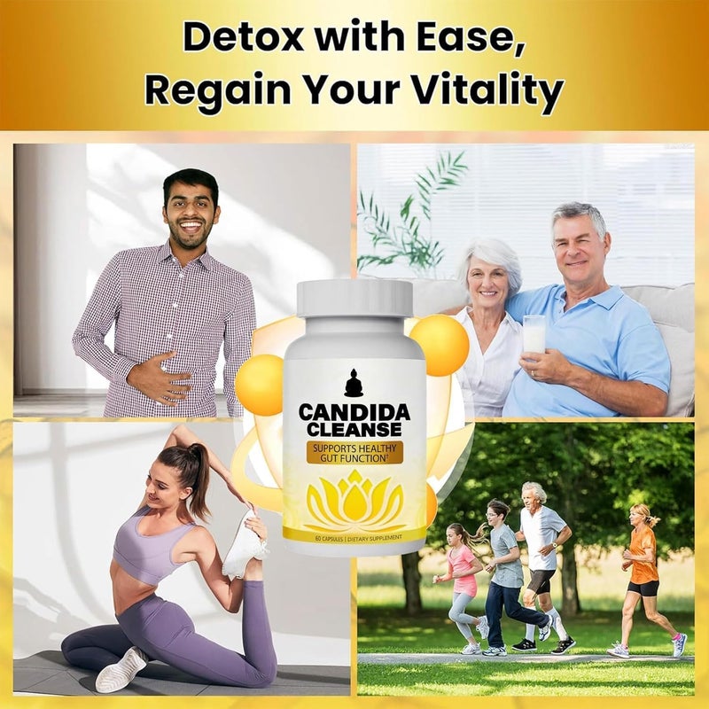 تنظيف الكانديدا دعم الأمعاء والقولون بروبيوتيك متقدم تركيبة عشبية أوراق الأوريجانو الشيح الجوز الأسود حمض الكابريليك 1 للرجال والنساء 60 كبسولة - Image 5