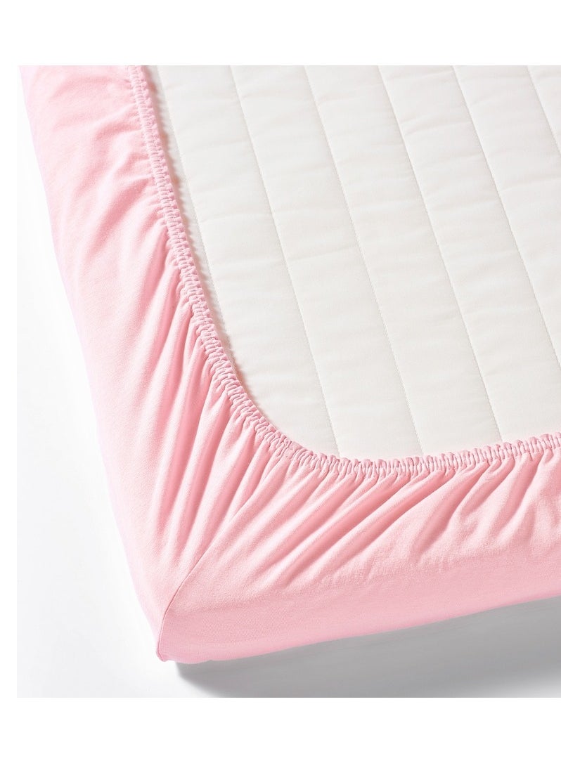 Generic Fitted Sheet For Cot Cotton White Pink 60x120cm  - Image 2