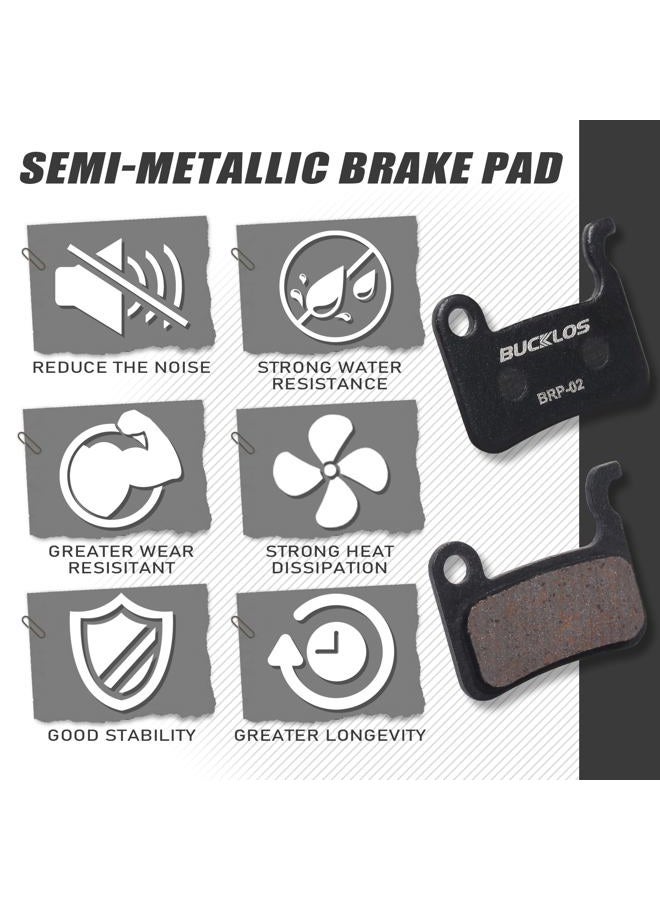 BUCKLOS Bike Disc Brake Pads - Bicycle Disk Brake Pads for Zoom/Shimano Deore XT XTR LX SLX Hone Alfine Saint for Ebike/Mountain Bike/Electric Bike/Road/Scooter(Metallic) - Image 2