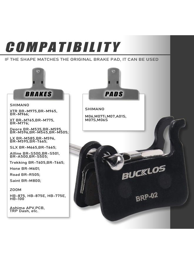 BUCKLOS Bike Disc Brake Pads - Bicycle Disk Brake Pads for Zoom/Shimano Deore XT XTR LX SLX Hone Alfine Saint for Ebike/Mountain Bike/Electric Bike/Road/Scooter(Metallic) - Image 3