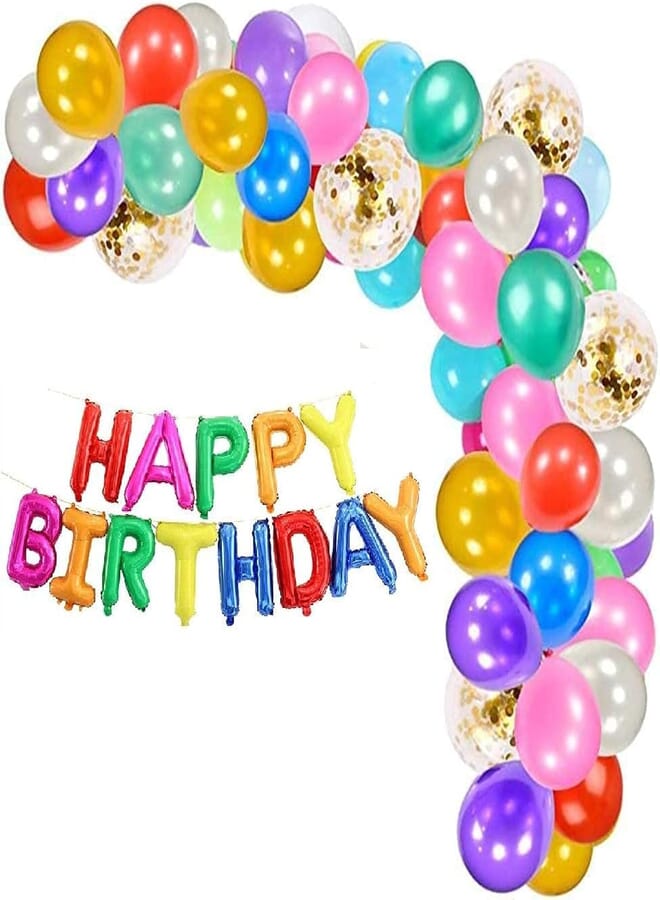 Secret Happy Birthday Banner Balloons 109 Pcs Party balloon Garland Arch Kit, 10 Colors Rainbow Balloon for New Year 12 Inch Gold Confetti Balloon Colorful Party Latex Balloons