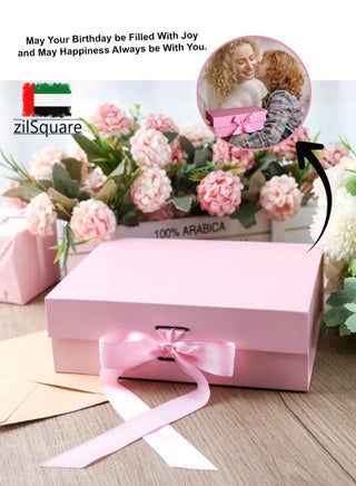Luxury Pink Gift Box with Bag, Magnetic Lid Closure 29x22x10.5cm – Large Elegant Empty Gift Box with Ribbon Bag for Men & Women | Premium Reusable Gift Box for Birthday, Wedding, Eid, Valentine, Christmas & Parties - view 3