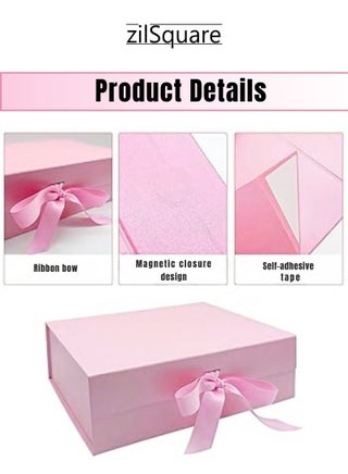 Luxury Pink Gift Box with Bag, Magnetic Lid Closure 29x22x10.5cm – Large Elegant Empty Gift Box with Ribbon Bag for Men & Women | Premium Reusable Gift Box for Birthday, Wedding, Eid, Valentine, Christmas & Parties - view 5