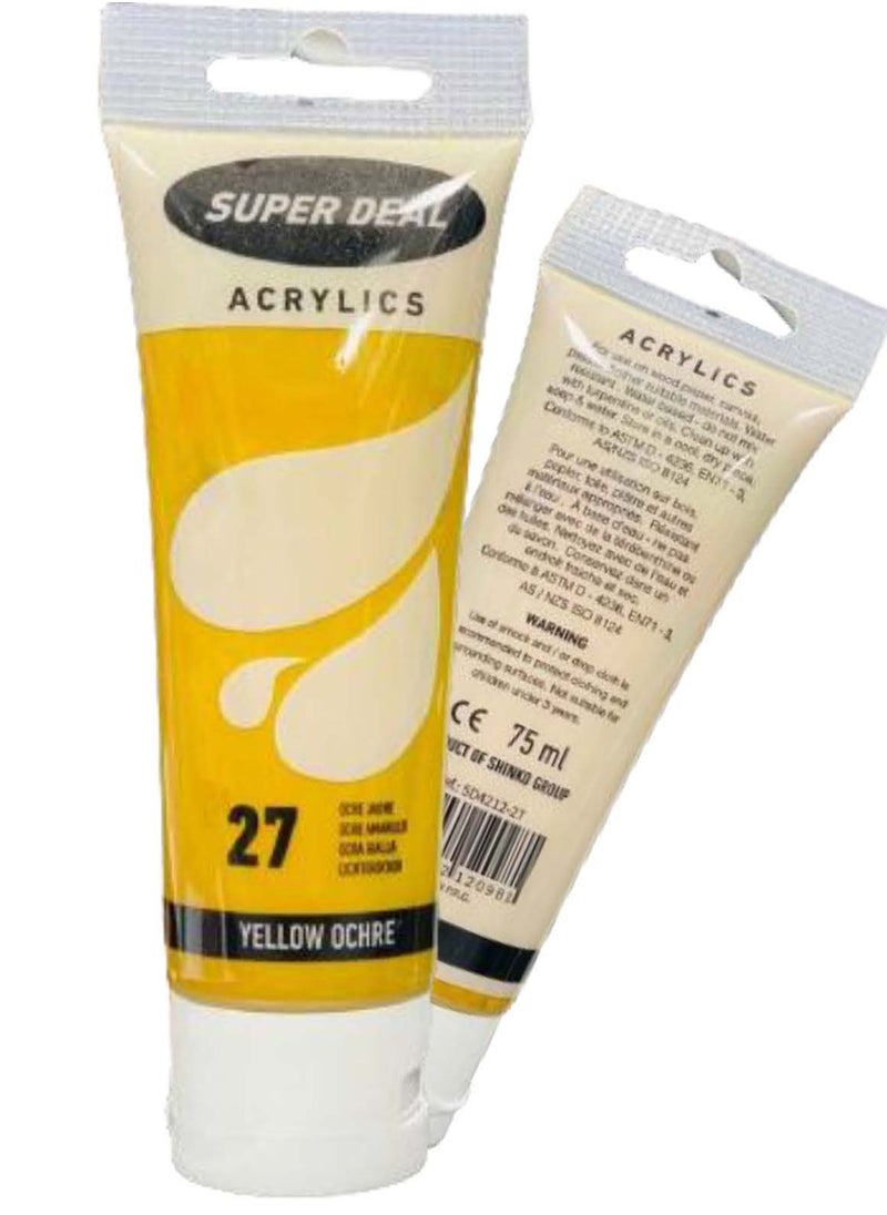 Super Deal Acrylics Yellow Ochre 75ML (27) - pzsku/ZF1A3854C5174B80CAC0EZ/45/_/1709131184/e7b1eee6-5d6f-45a1-8fe3-8079e1cc5c82