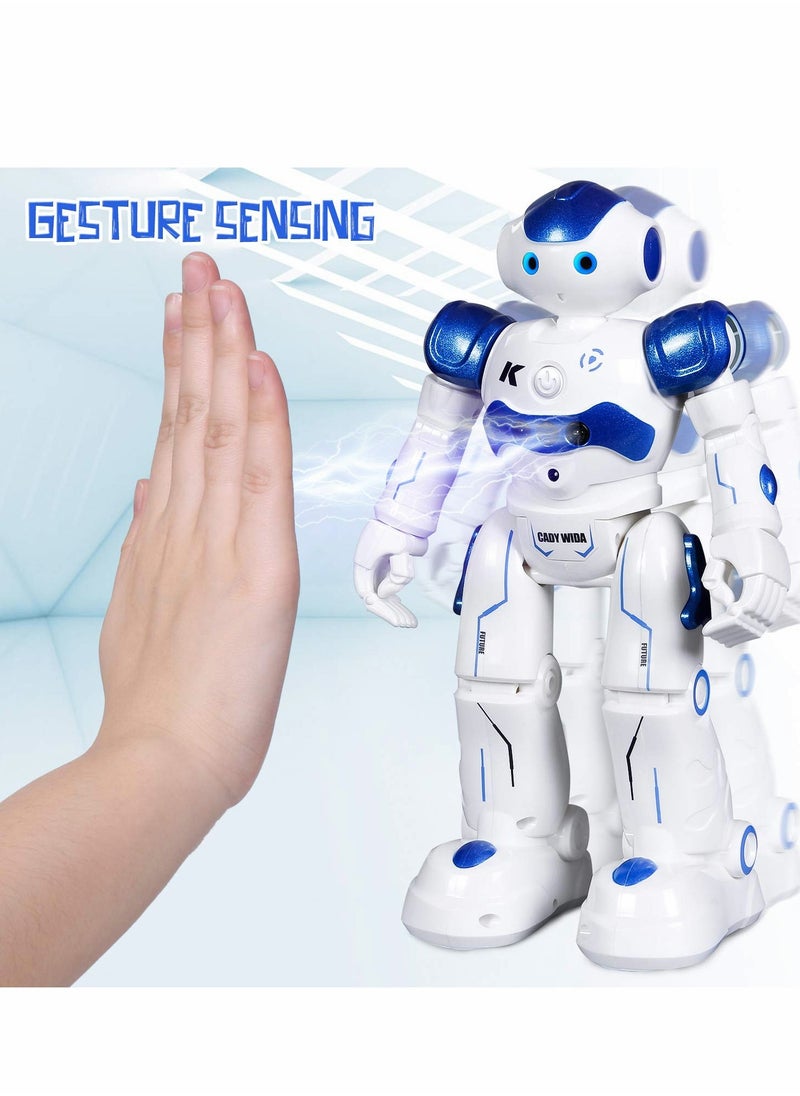 Excefore - RC Robot Toy, Gesture Sensing Remote Control Robot for Kid 3-8 Year Birthday Gift Present, Blue - Image 1