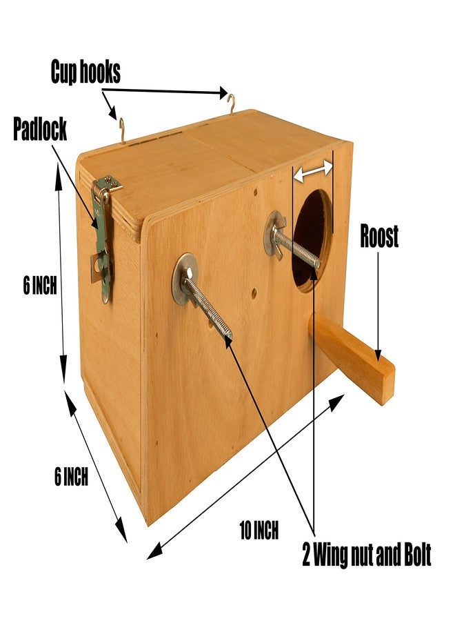 Crib factory Breeding Box for African Love Birds | HIGH-QALITY Plywood | 10 X 6 X 6 INCH (HIGH-QALITY Plywood) - Image 2