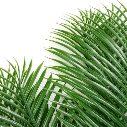 Antspirit 24pack Palm Leaves Branches for Palm Sunday Artificial Plants Fake Palms Frond Tropical Plant for Floral Arrangement Hawaiian Jungle Beach Wedding Party (24, Green) - Image 4