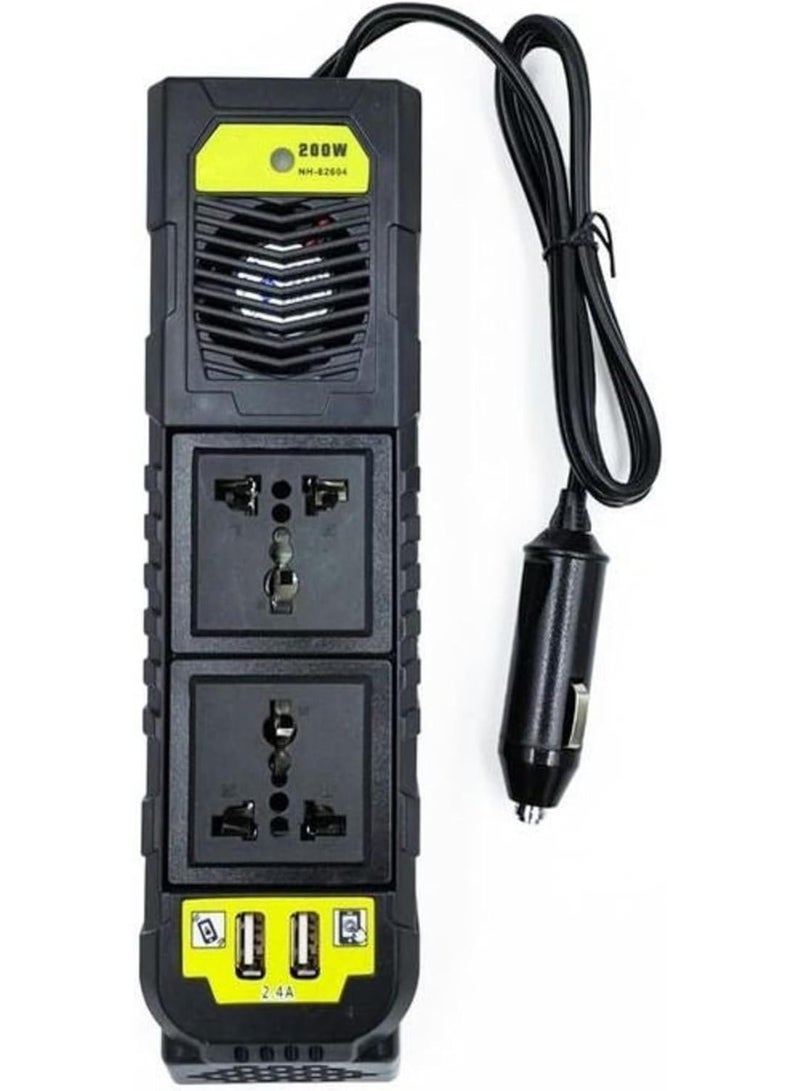 LC Power Adapter 200W Inverter Dual Socket USB Car Charger 12V to 220V Converter - Image 1