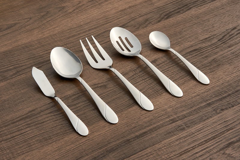 Cambridge Silversmiths Swirl Sand 89-Piece Flatware Set - Image 4