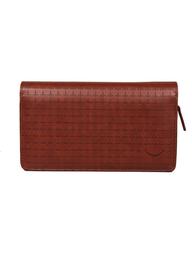 سوكشكرافت حامل دفتر شيكات متعدد من Sukeshcraft | مصنوع من مادة البولي يوريثين الأصلية، يحمل ما يصل إلى 8 دفاتر شيكات، 3 سحابات، 2 فتحة للصور (مادة البولي يوريثين، بني) - Image 2