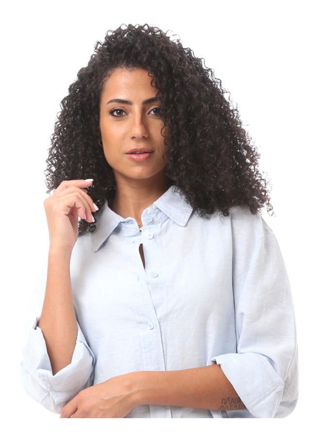 Andora - Long Sleeve Buttoned Blouse-Blue - Image 1