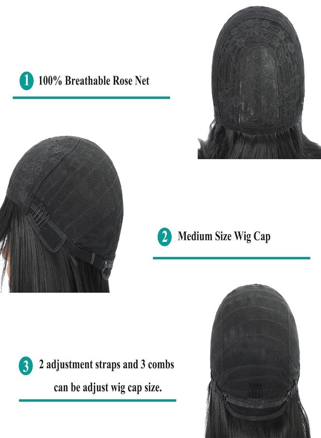 QUEENTAS 40 Inch Long Wig for Women Straight Full Head Hair Cover Black Synthetic Wigs for Women with Bangs Lightweight for Diwali Cosplay Daily Use - Image 4