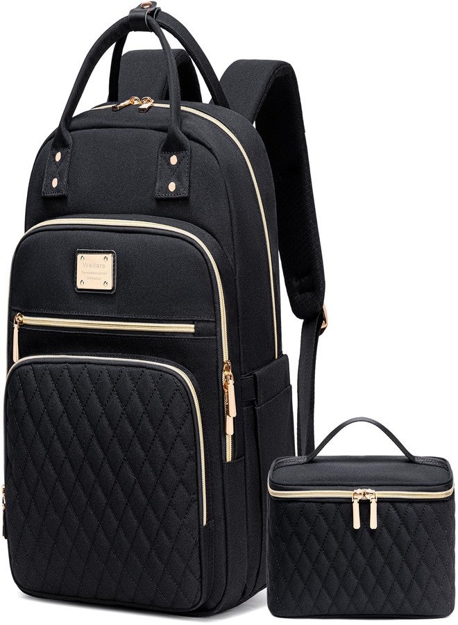 Weitars Lunch Backpack for Women,15.6 Inch Laptop Backpack Travel Backpack for Women,Work Backpack,Teacher Nurse Backpack, Beige, Large, Modern - Image 1