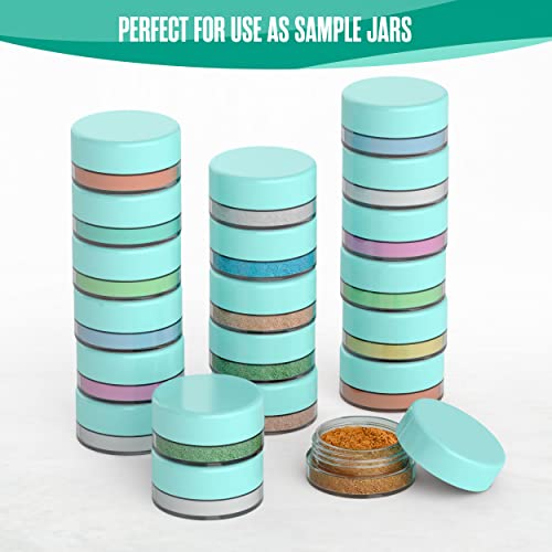 Houseables Sample Containers, Lip Balm Containers, Sample Jars, Mini Jars with Lids, Small, Empty, Makeup, Powder, Gloss, Cosmetic, Tiny, Chapstick, Dab, Wax, Scrub, Little, Blue Plastic, 3 Gram, 50PK - Image 3