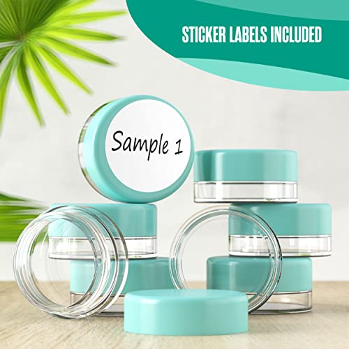 Houseables Sample Containers, Lip Balm Containers, Sample Jars, Mini Jars with Lids, Small, Empty, Makeup, Powder, Gloss, Cosmetic, Tiny, Chapstick, Dab, Wax, Scrub, Little, Blue Plastic, 3 Gram, 50PK - Image 4