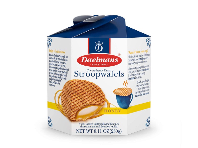DAELMANS Stroopwafels, Dutch Waffles Soft Toasted, Honey, Office Snack, Kosher Dairy, Made In Holland, 8 Stroopwafels Per Box, 8.11 Oz (Pack of 1) - Image 1