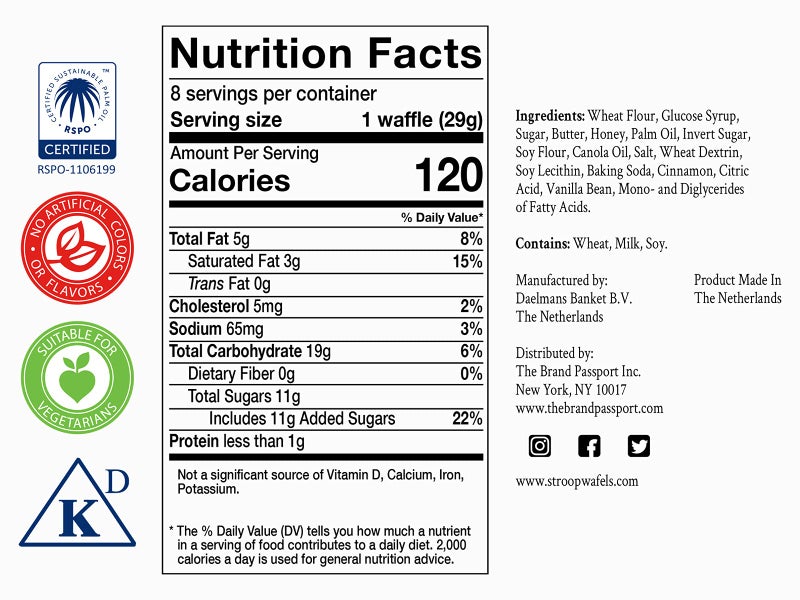 DAELMANS Stroopwafels, Dutch Waffles Soft Toasted, Honey, Office Snack, Kosher Dairy, Made In Holland, 8 Stroopwafels Per Box, 8.11 Oz (Pack of 1) - Image 4