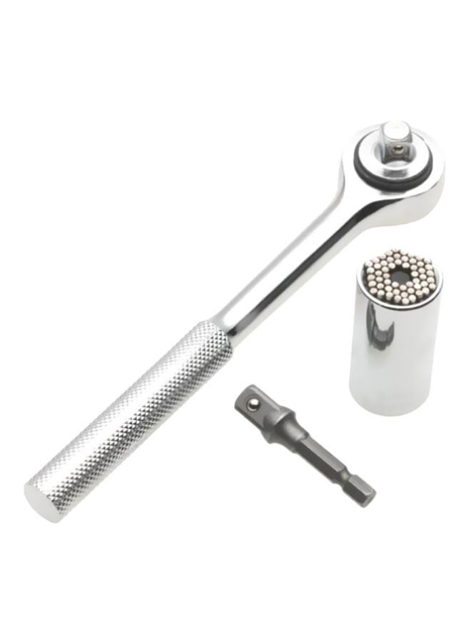 Loquat 3-Piece Universal Socket Wrench Power Drill Adapter Silver - Image 1