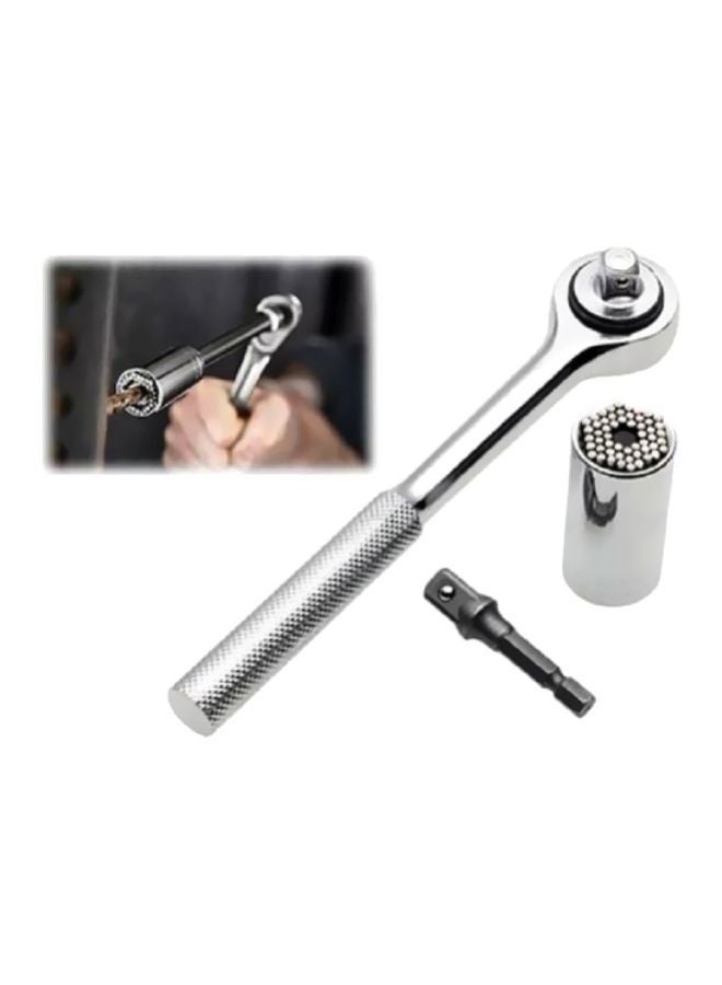Loquat 3-Piece Universal Socket Wrench Power Drill Adapter Silver - Image 3
