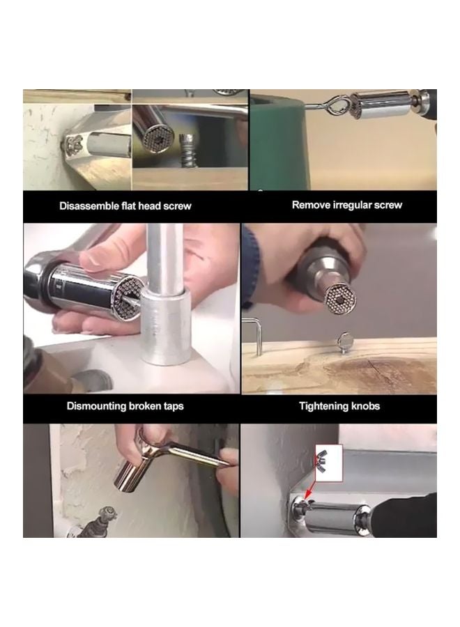 Loquat 3-Piece Universal Socket Wrench Power Drill Adapter Silver - Image 2