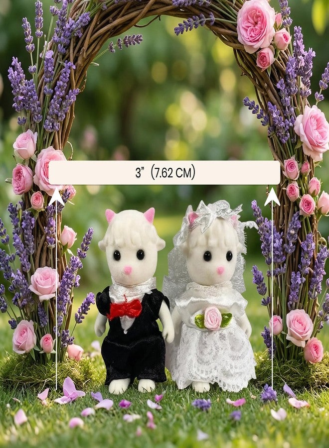OLEOCA Family White Sheep Figures - Set of 2 Collectible Flocked Mini Dolls with Removable Clothes, Dollhouse Pretend Play Set for Kids Ages 3+ - Image 3