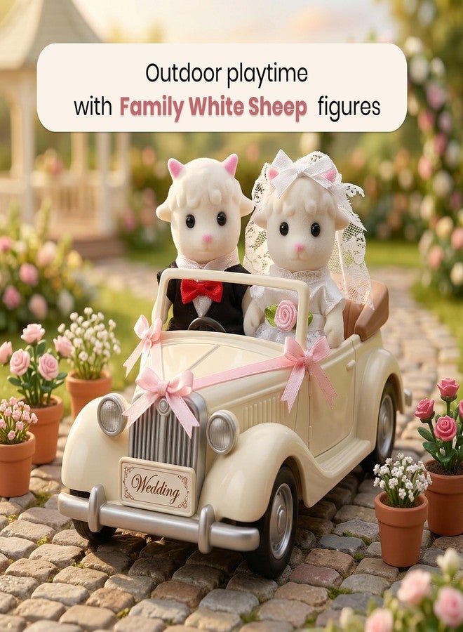 OLEOCA Family White Sheep Figures - Set of 2 Collectible Flocked Mini Dolls with Removable Clothes, Dollhouse Pretend Play Set for Kids Ages 3+ - Image 2