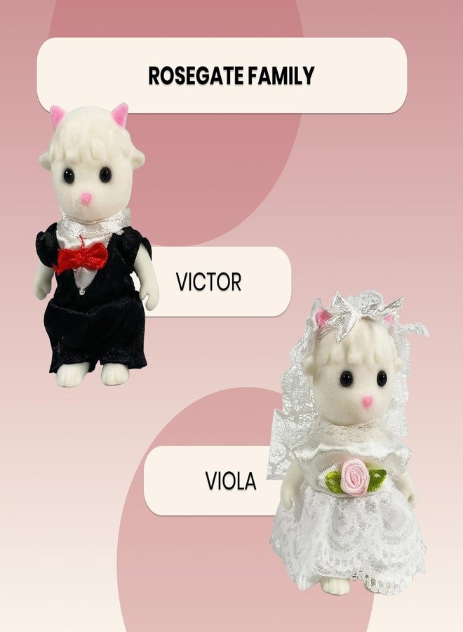 OLEOCA Family White Sheep Figures - Set of 2 Collectible Flocked Mini Dolls with Removable Clothes, Dollhouse Pretend Play Set for Kids Ages 3+ - Image 4