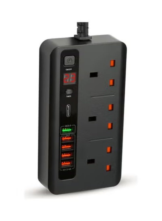 Digitplus DP-034PD-2M 8-in-1 Power Extension Socket – 3 AC Outlets, 5 USB Ports, USB-C PD 20W Fast Charging, 3500W, 2m Cord, Timer - Image 2