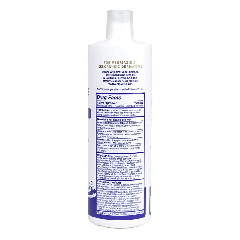 TriDerma Psoriasis Control Body Wash - Gentle 2% Salicylic Acid Cleanser, AP4 Aloe Vera Gel - Psoriasis Treatment Soothes Itching, Redness, Flaking - No Cortisone or Coal Tar - 16 oz - Image 2