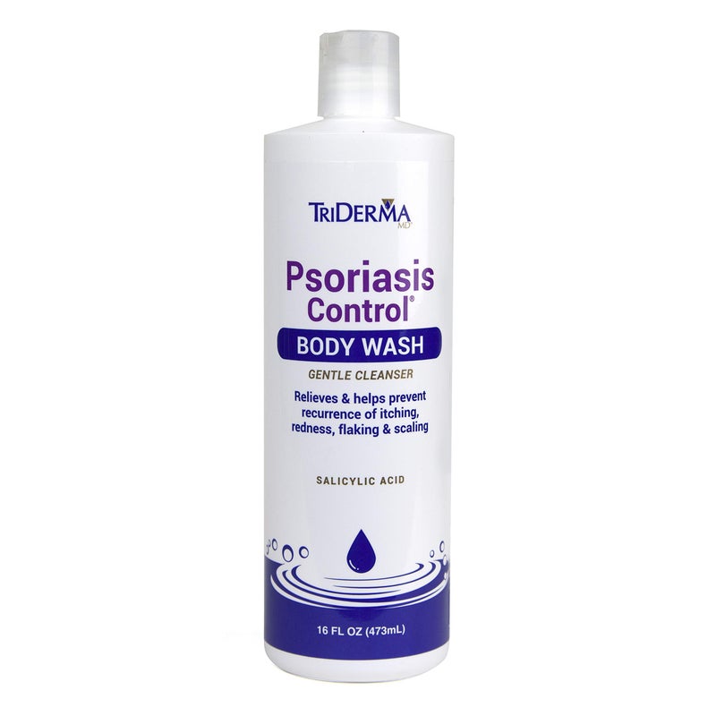 TriDerma Psoriasis Control Body Wash - Gentle 2% Salicylic Acid Cleanser, AP4 Aloe Vera Gel - Psoriasis Treatment Soothes Itching, Redness, Flaking - No Cortisone or Coal Tar - 16 oz - Image 1
