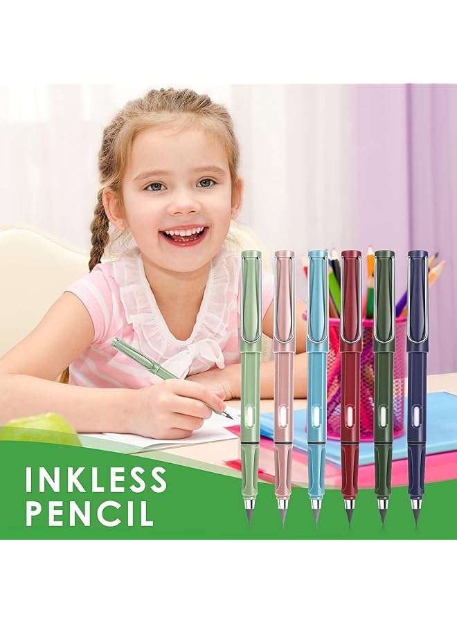 erorex 6 Sets Inkless Magic Pencil Unlimited Writing Pencil Everlasting Pencil Eternal With Eraser Tree Friendly Forever Pencil For Writing Drawing With Extra 6 Eraser And 6 Replaceable Nibs - Image 3