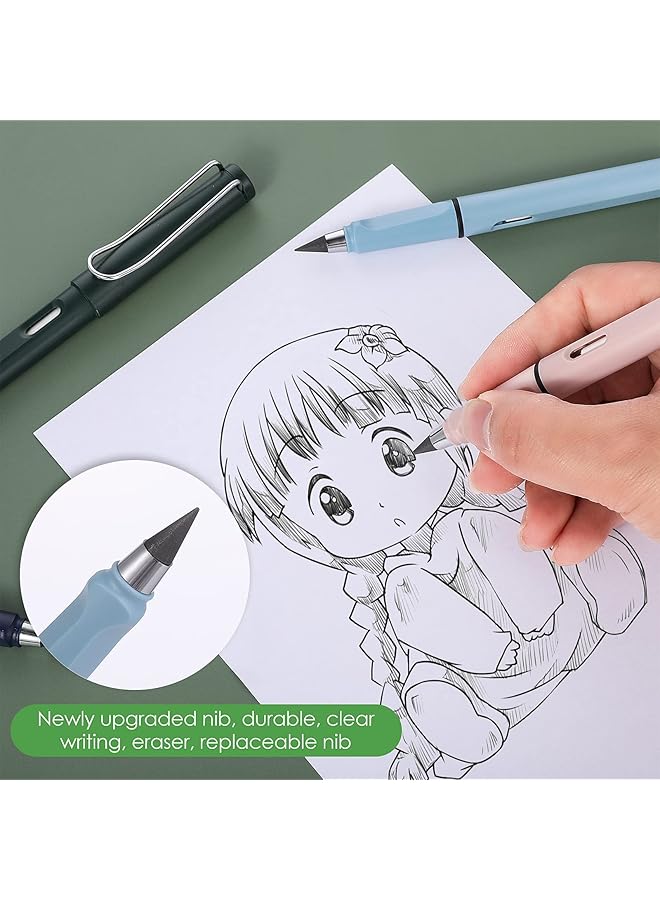 erorex 6 Sets Inkless Magic Pencil Unlimited Writing Pencil Everlasting Pencil Eternal With Eraser Tree Friendly Forever Pencil For Writing Drawing With Extra 6 Eraser And 6 Replaceable Nibs - Image 4
