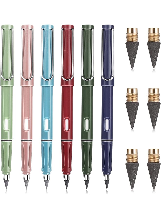 erorex 6 Sets Inkless Magic Pencil Unlimited Writing Pencil Everlasting Pencil Eternal With Eraser Tree Friendly Forever Pencil For Writing Drawing With Extra 6 Eraser And 6 Replaceable Nibs - Image 1