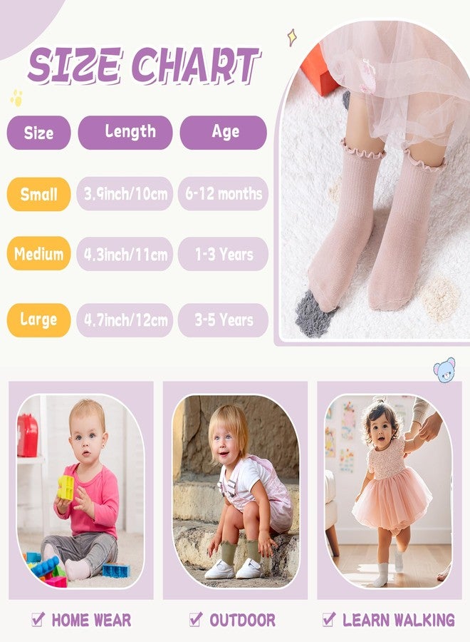 Velice Baby Girls Ruffle Socks Infant Toddler Girls Frilly Dress Cute Crew Socks 6 Pairs, Assorted Color B, 6-12 Months - Image 5