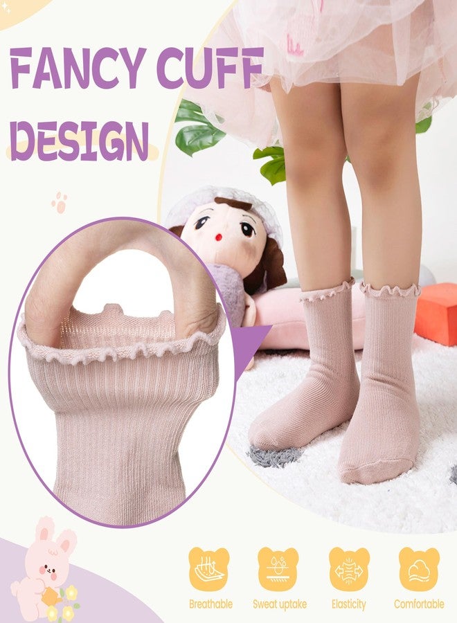 Velice Baby Girls Ruffle Socks Infant Toddler Girls Frilly Dress Cute Crew Socks 6 Pairs, Assorted Color B, 6-12 Months - Image 2
