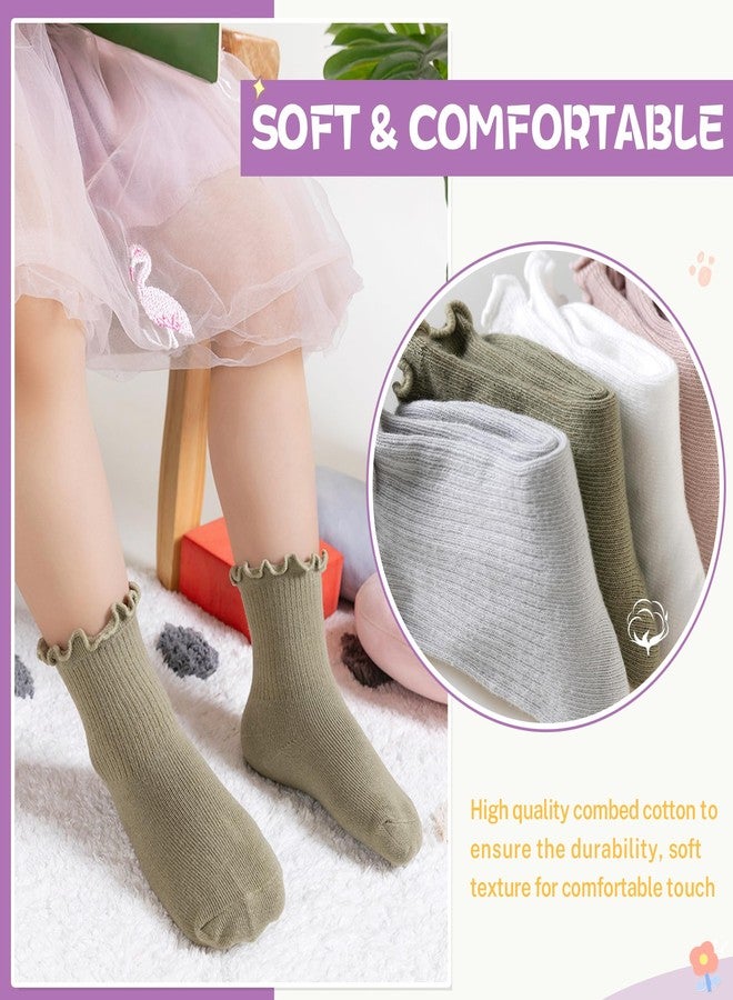 Velice Baby Girls Ruffle Socks Infant Toddler Girls Frilly Dress Cute Crew Socks 6 Pairs, Assorted Color B, 6-12 Months - Image 4