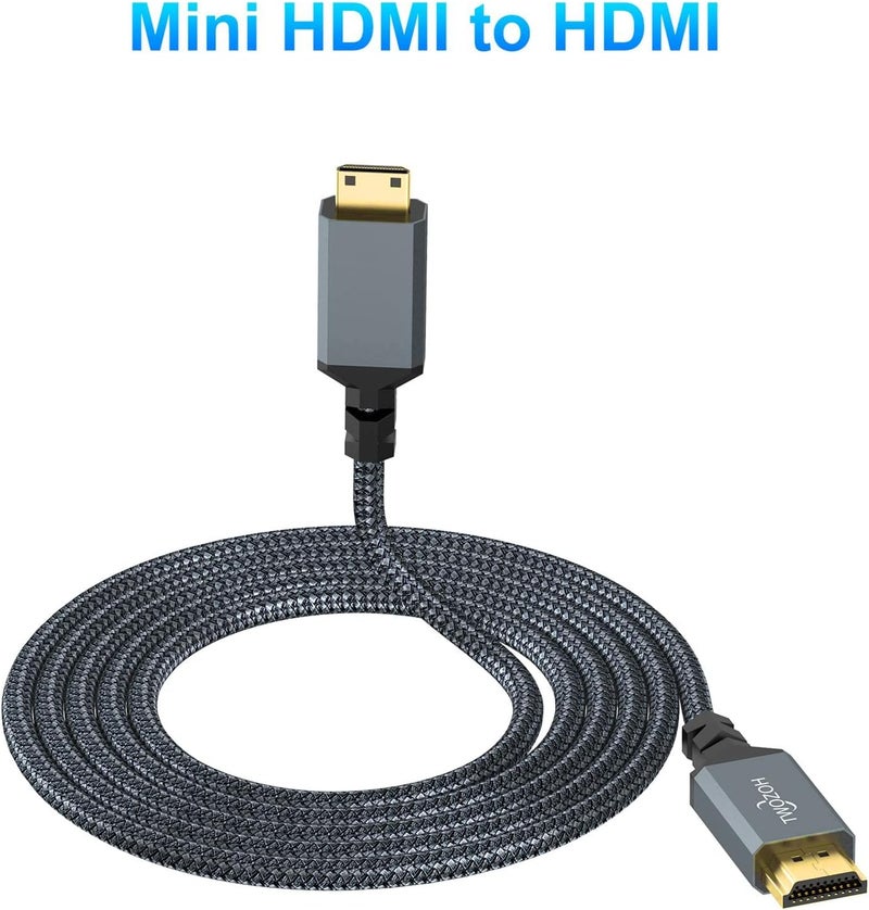 Twozoh Long Mini HDMI to HDMI Cable 10M, HDMI to Mini HDMI Braided Lead Support 720P/1080P Nikon/Canon DSLR, Camcorder, Laptop, Tablet - Image 5