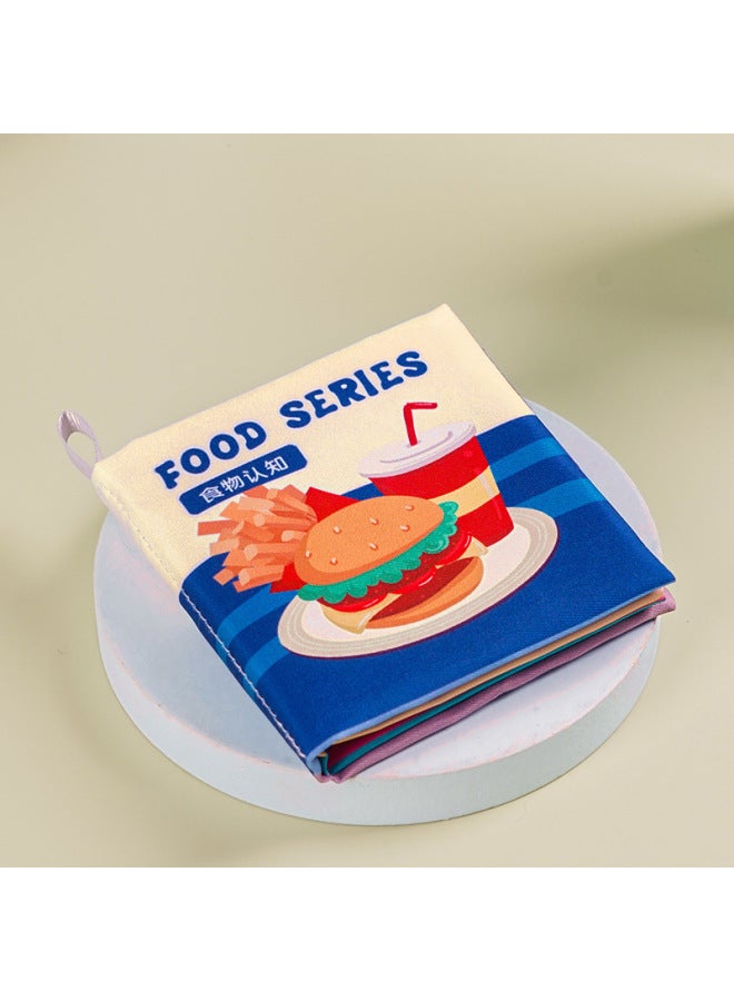 0-1 Years Baby Cloth Book Tear Not Bite Stereo Baby Cloth Book Cognition Sound Children Early Education Educational Play-Color:Food Cognition Cloth Book In Chinese And English  - Image 1