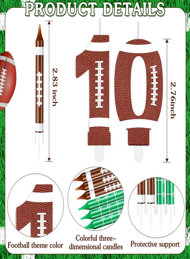 Photect 11 PCS Football Birthday Candles Number Candle Sports Cake Topper Decor Football Themed Birthday Cake Decorations for Boys Girls Kids Party Supplies(Number 10) - Image 2