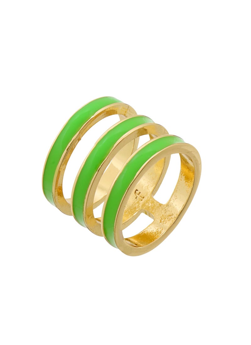 Fashionbox - Tribal Enamel Triple Ring Acid Green - Image 1