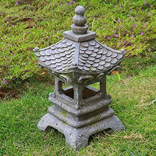 Aloak Asian Solar Zen Pagoda Garden Statue 14 Inch, Outdoor Japanese Lamp Lantern for Home Garden Landscape Décor (14 inch Pagoda) - Image 3