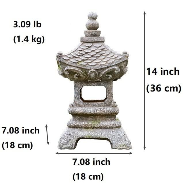 Aloak Asian Solar Zen Pagoda Garden Statue 14 Inch, Outdoor Japanese Lamp Lantern for Home Garden Landscape Décor (14 inch Pagoda) - Image 4